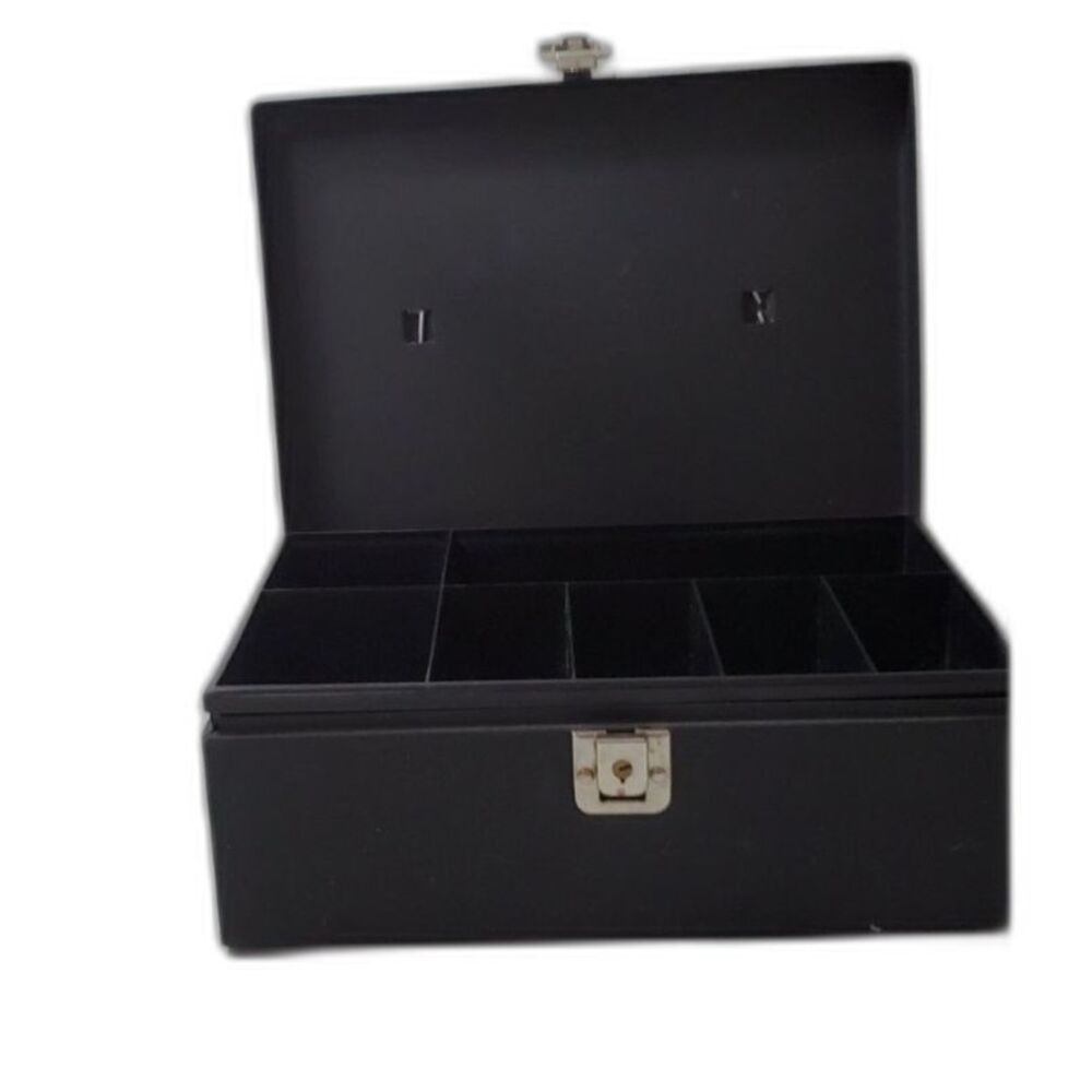 MMF Industries Major Metal Fab Co.  11 x 7.75 x 4 Black Cash Box ~Vintage~